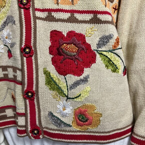 Vintage 90s Storybook Knits Embroidered Fall Sweater. Small. Cottagecore Grandma - Picture 10 of 13